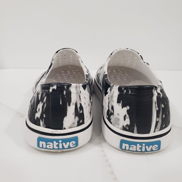 Native Unisex Slip On Athletic Miles Print B & W Tie Dye Vacation Size M5 W7 - Picture 6 of 10